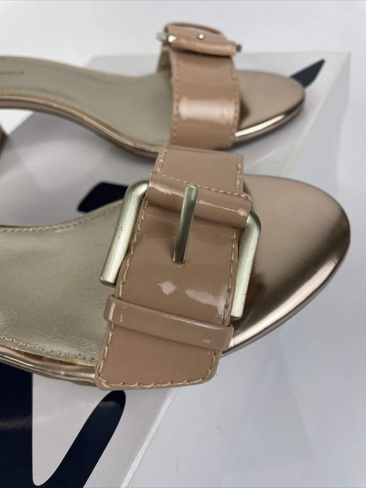 Anne Klein Sport  Bandolino Patent Pink Cream Heel Pump Open Toe Size 6M - NEW