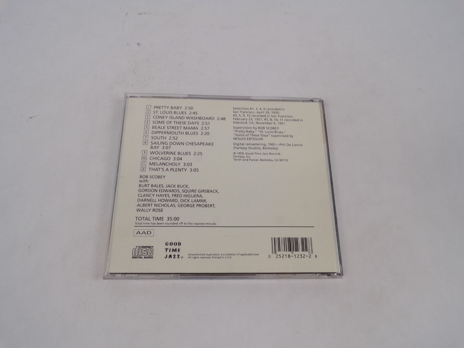 Vol. 1, The Scobey Story Bob Scobey's Frisco Band Pretty Baby St. Louis CD#69