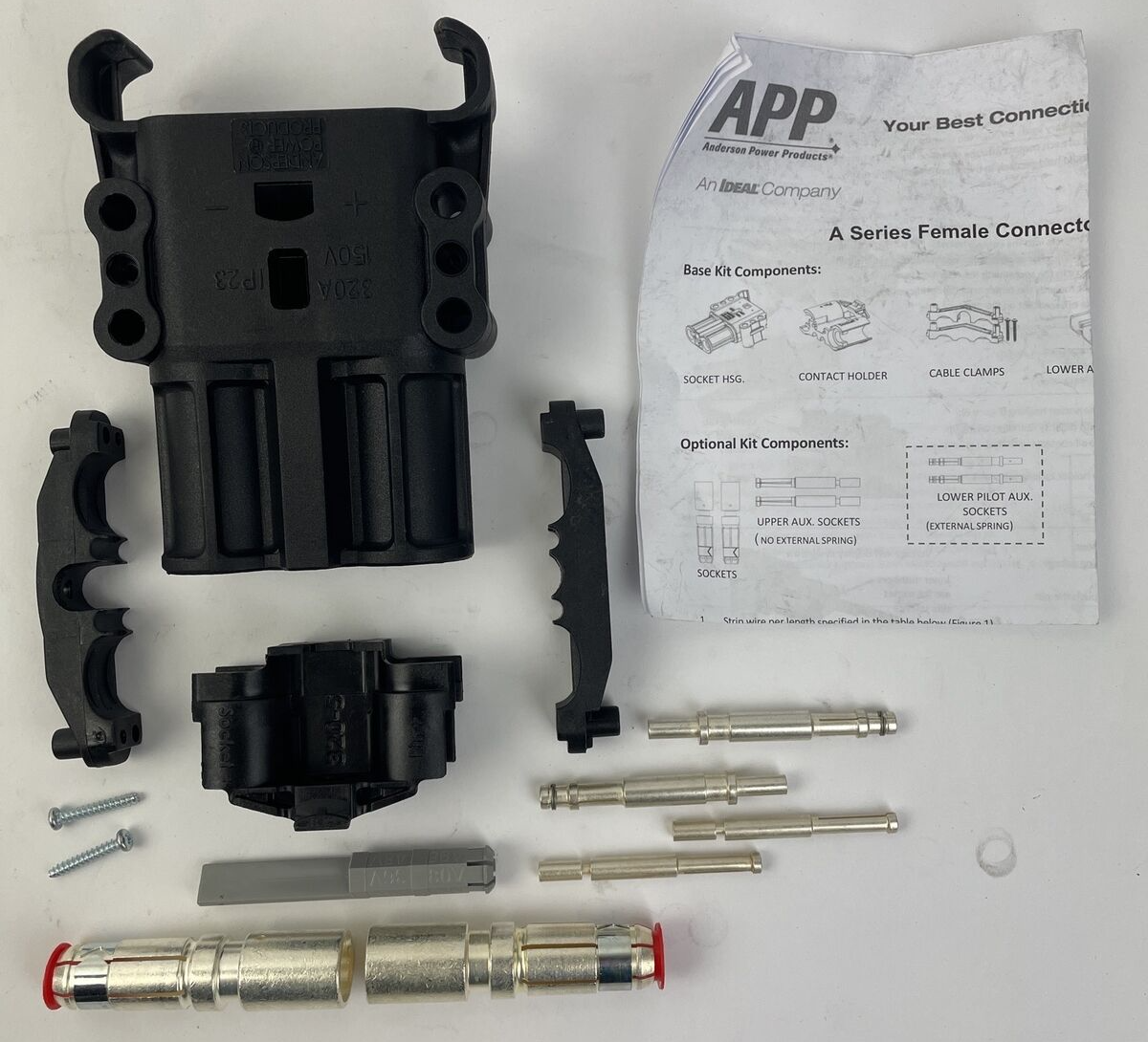 Anderson Power Products Connector, Power, Heavy Duty, A32 SCKT 2/0AWG W/ 2 UPPER