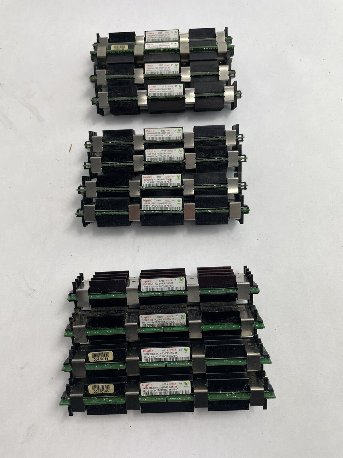 Lot of 12: Apple Mac Pro 2008 A1186 1GB ram 2Rx8 PC2-5300F-555-11 RAM Hynix