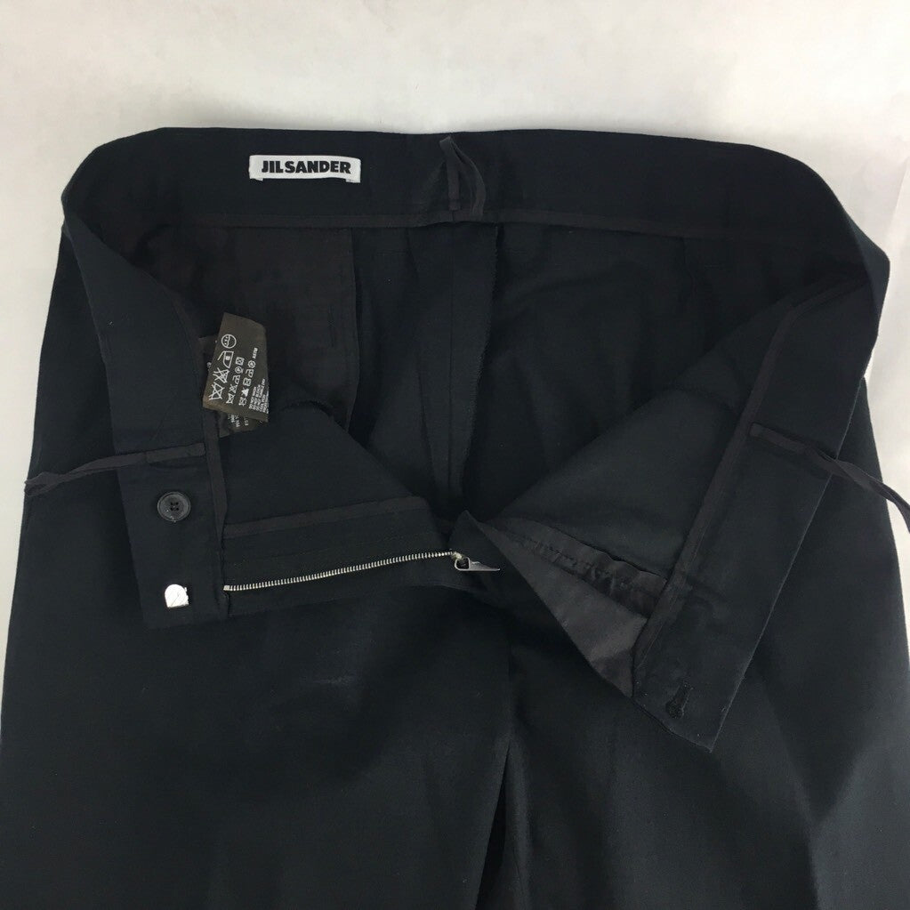 Jil Sander Women Dress Pants Black Zipper Fly Pockets Flat Front Stretch 40 x 31