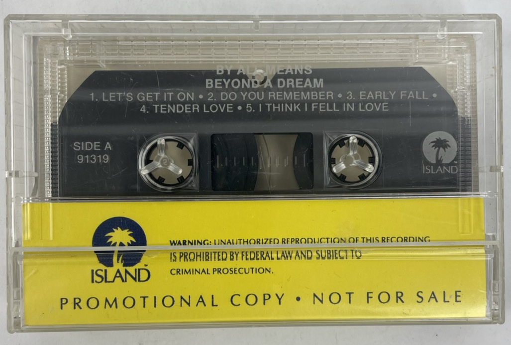 By All Means " Beyond A Dream " Cassette Tape 1989 Island Records Promo Copy