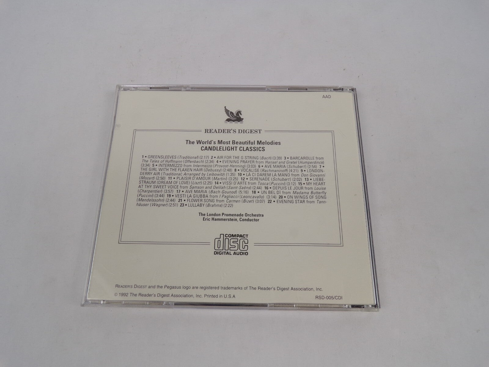 Readers Digest Candlelight Greensleeves Air Four The String Barcardolle CD#63
