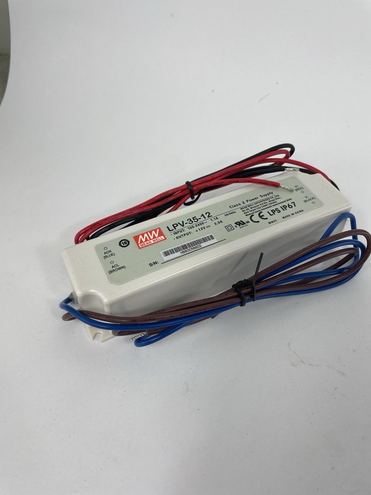Mean Well LPV-35-12 Power Supply / LED Driver 90-264 VAC Input 35W 3A 12V Output