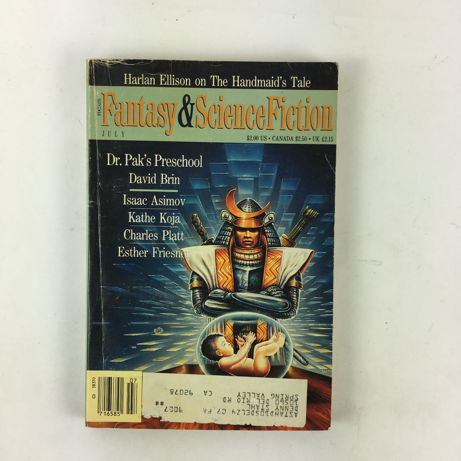 July Fantasy & Science Fiction Magazine Dr.Pak's Preschool David Brin Kathe Koja