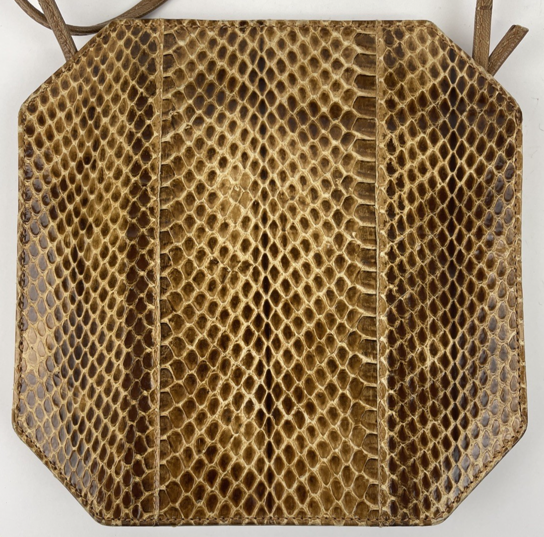 Vintage Saks Fifth Avenue Vegan Snakeskin Embossed Shoulder Bag Beige CANADA