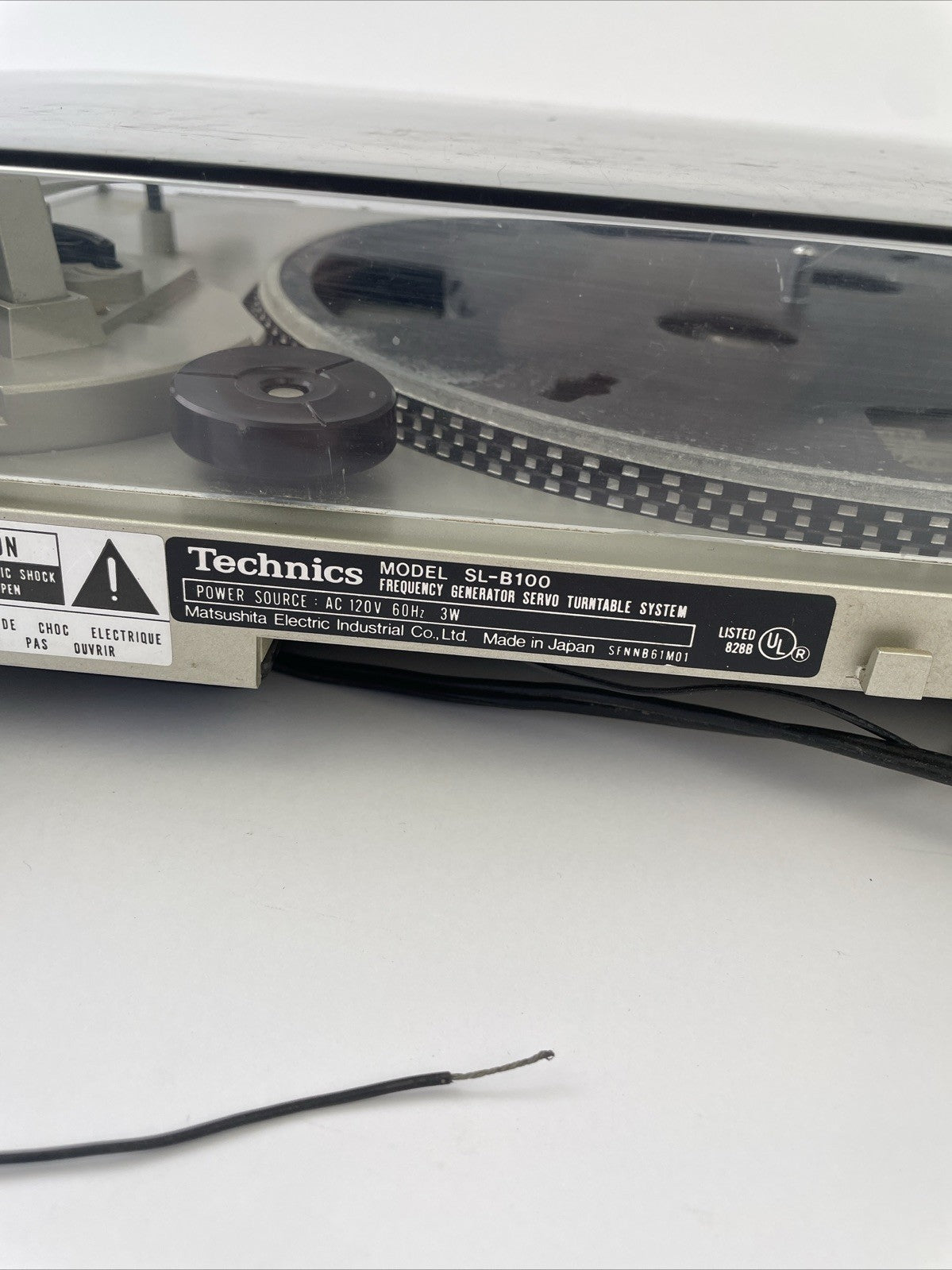 Technics SL-B100 Turntable w Audio Technica TC150EP Stylus For Parts or Repair