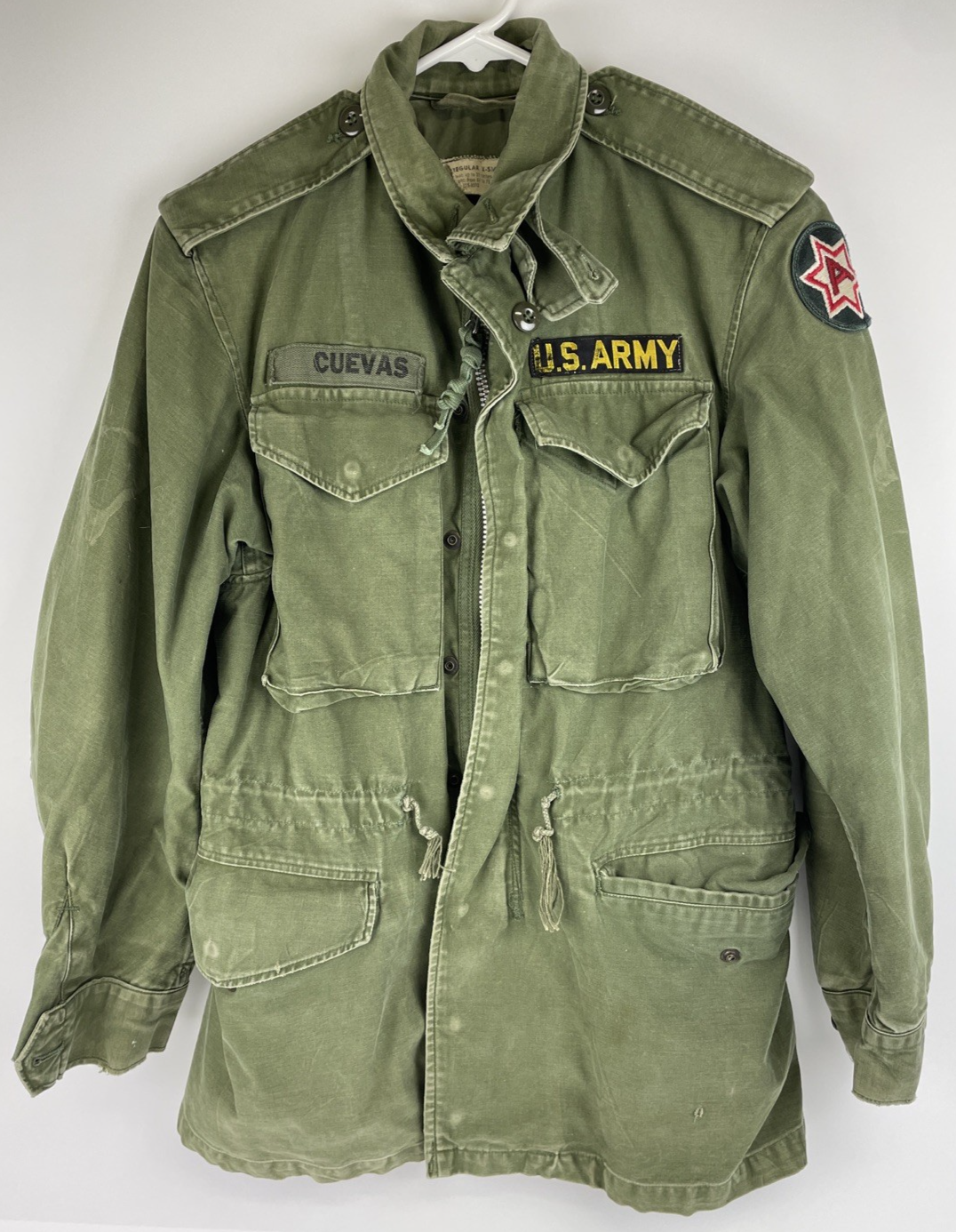 Vintage US Army Coat Mens XS Olive Green Field Jacket WR Sateen OG107 Military