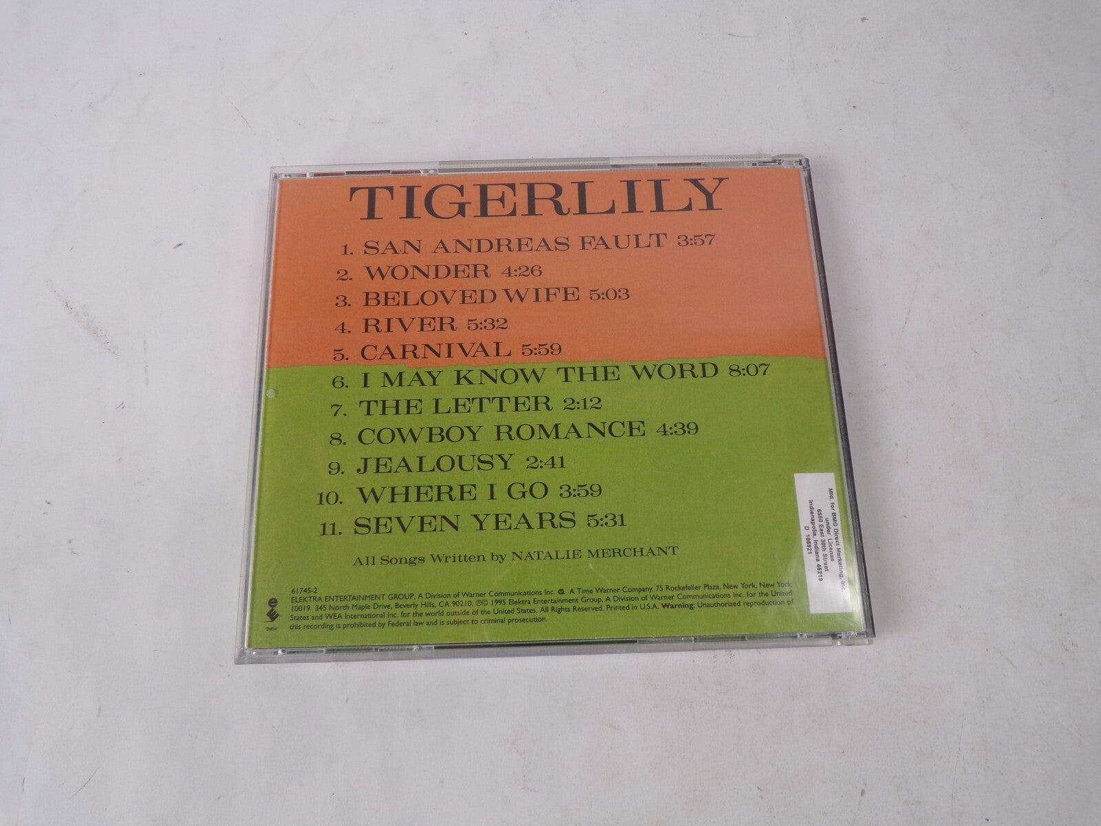 Tigerlily Natalie Merchant  San Andreas Fault Wonder Beloved Wife River CD#41