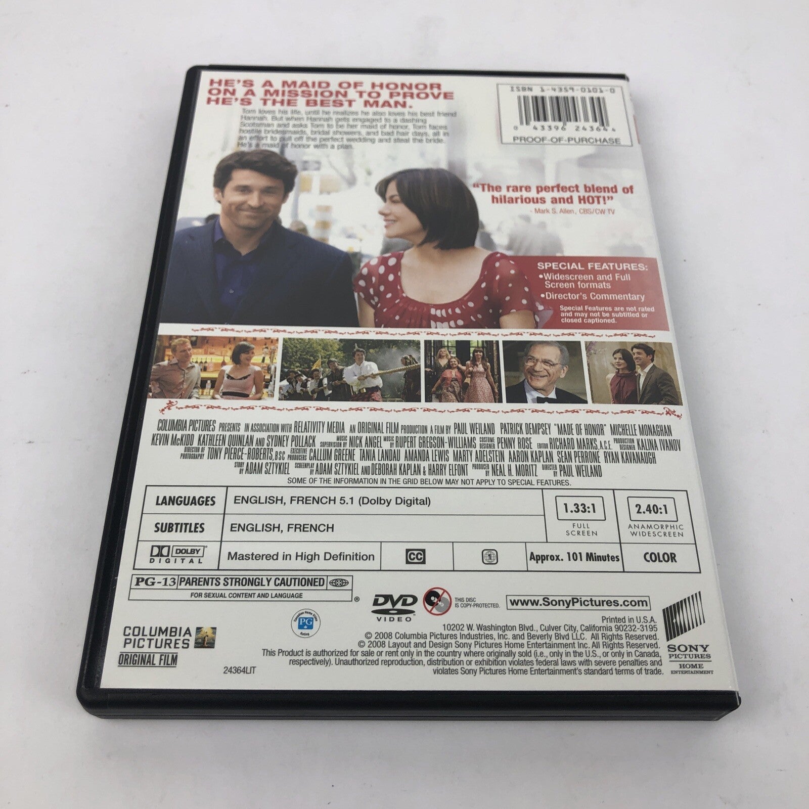 Made of Honor (DVD, 2008, Full & Widescreen) Patrick Dempsey/Michelle Monaghan!