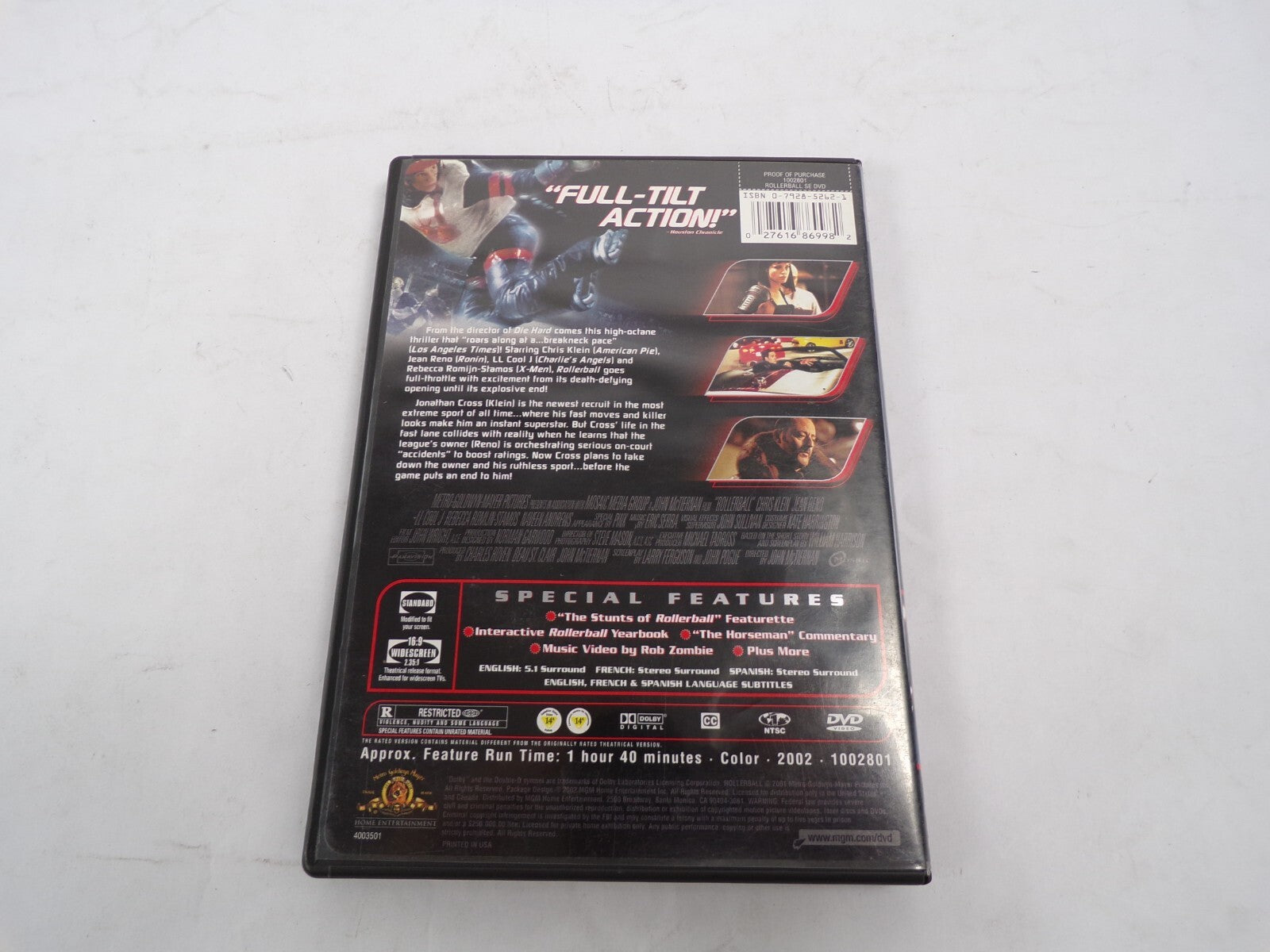 Rollerball  Chris Klein Jean Reno LL  Rebecca Romijn-Stamos Cool J DVD Movies