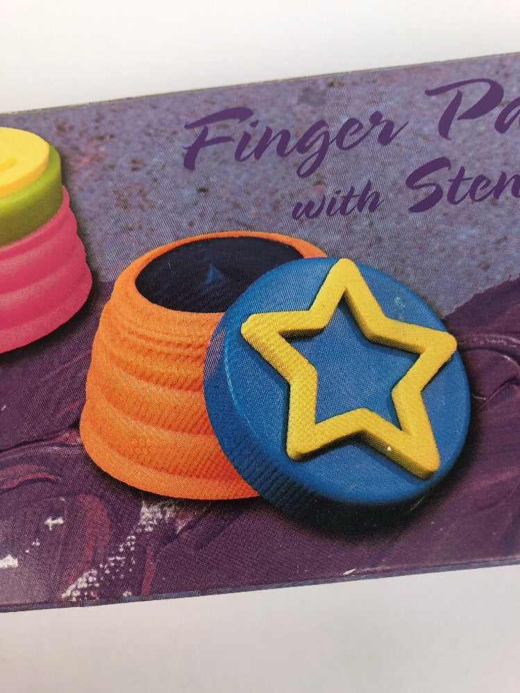 SET OF THREE FINGER PAINT POTS WITH STENCIL LIDS, Rare item USA SHIPPING FAST