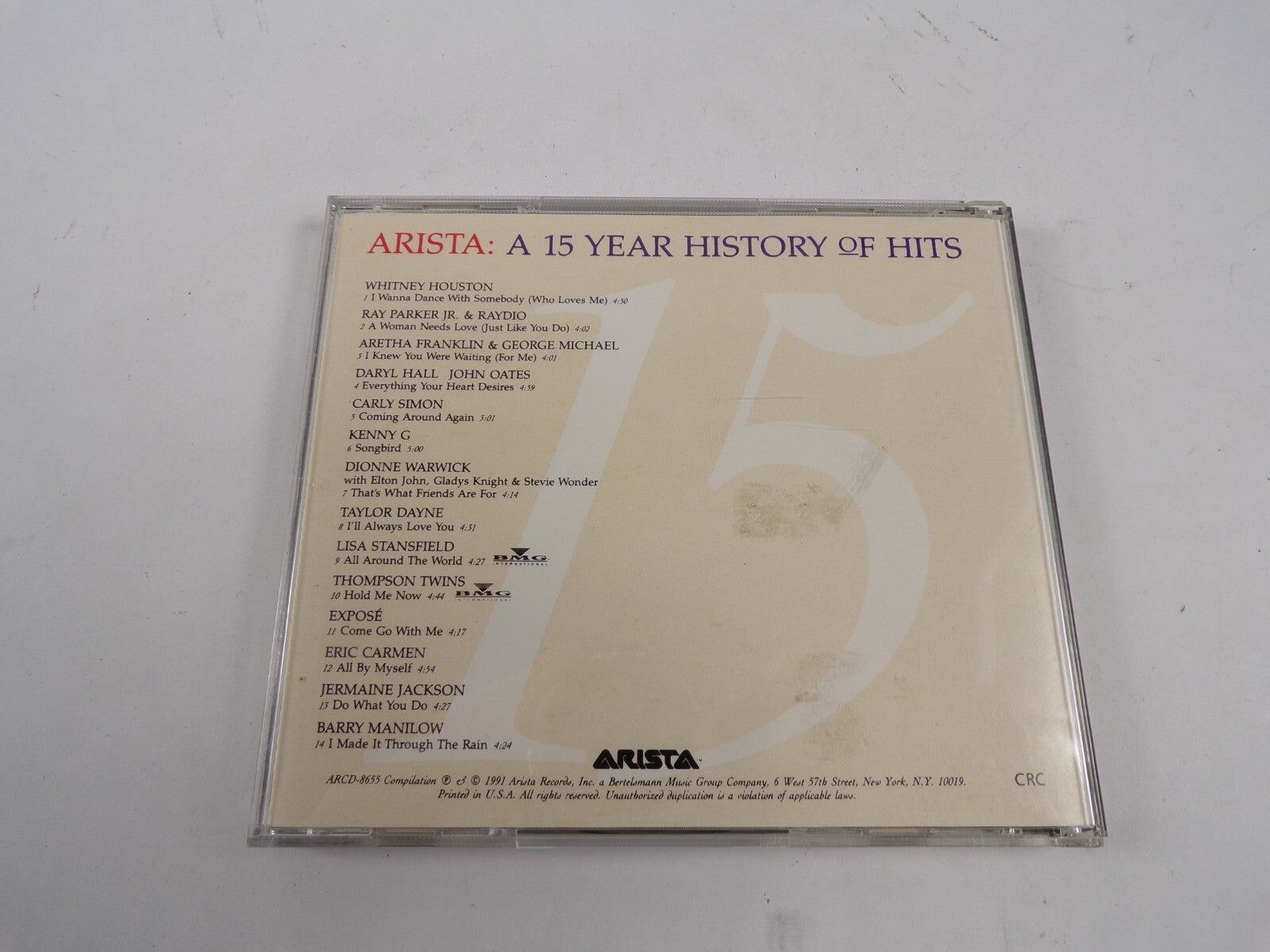 Arista A 15 Year History Of Hits Whitney Houston Ray Parker Jr Raydio CD#48