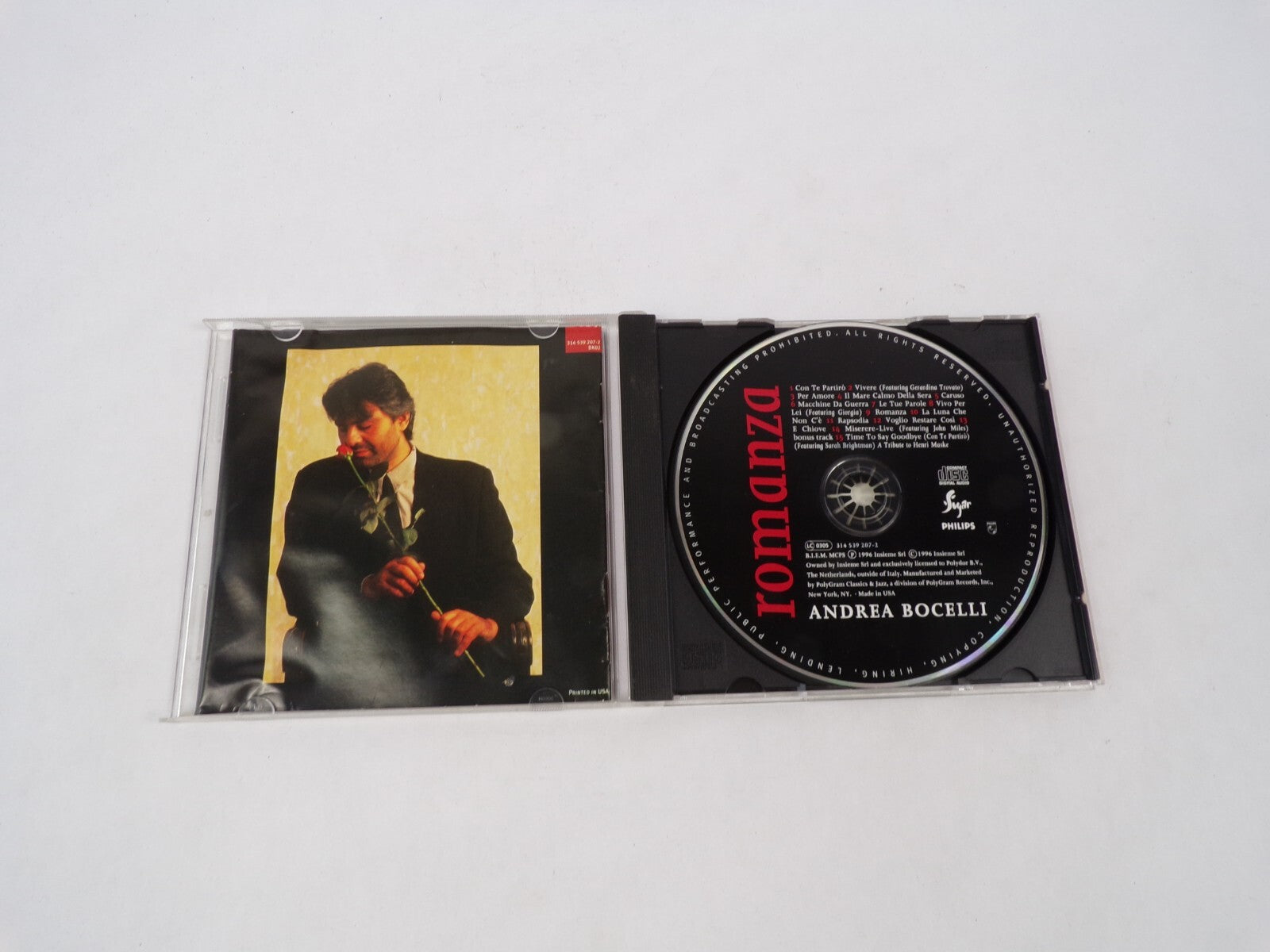 Romanza Andrea Bocelli Con Te Patiro Per Amore Le Tue Parole e Chiove CD#63