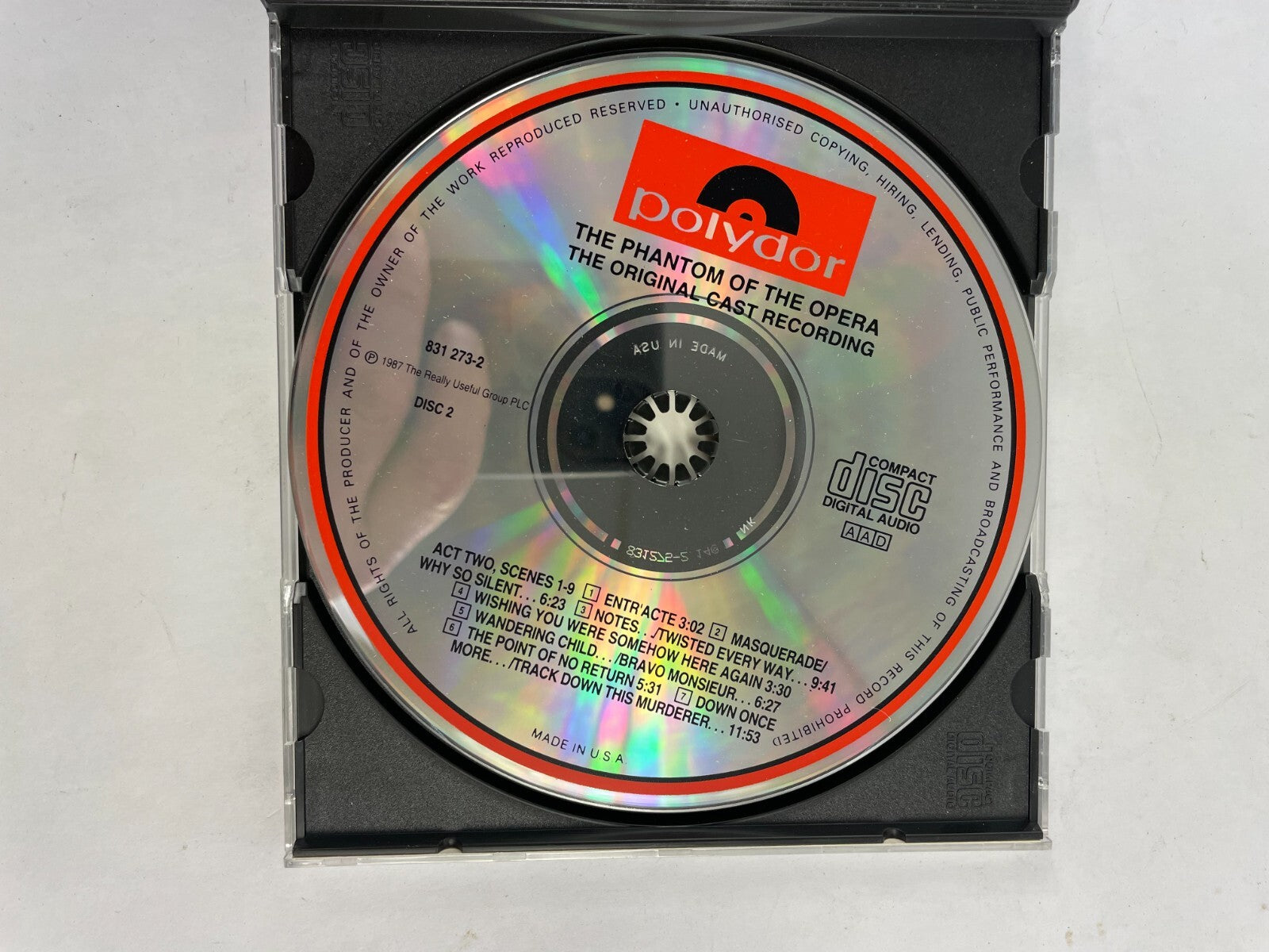 The Phantom Of The Opera Prologue Notes Prima Donna All I Ask Of You CD#72