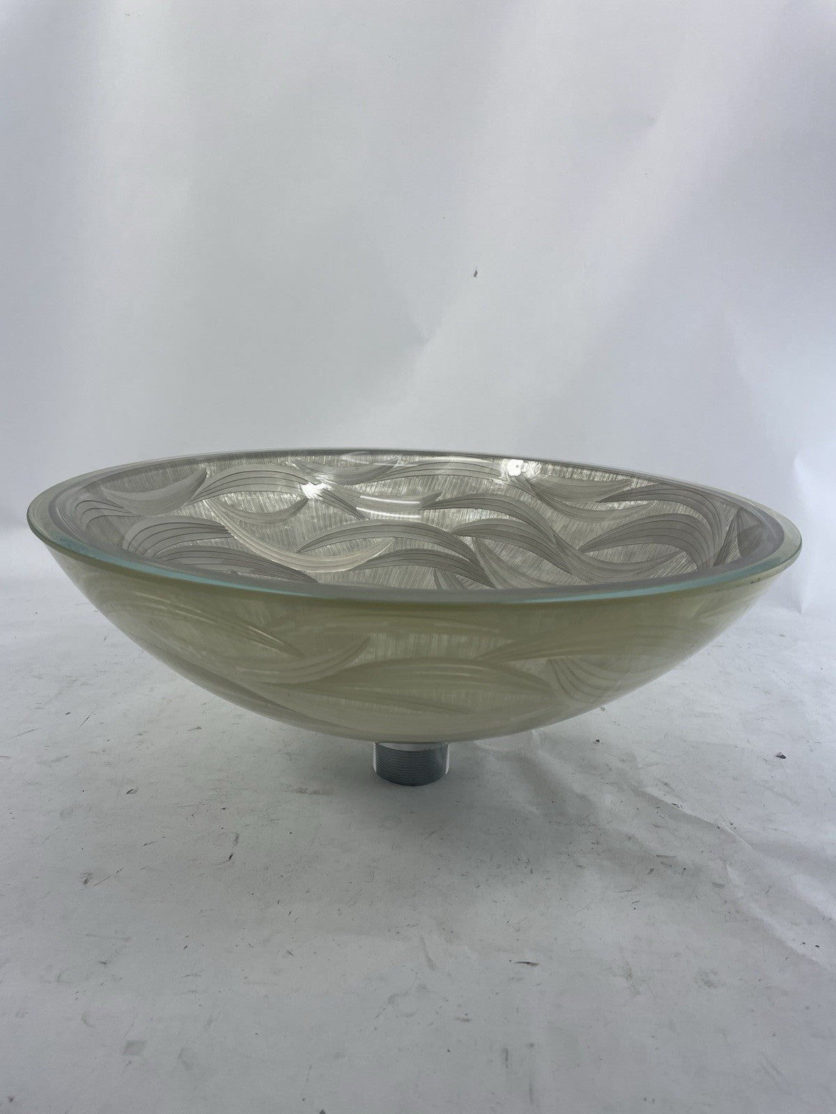 Vitraform Freestanding Oval Glass Sink 17" Pattern With Chrome Overflow Hardware