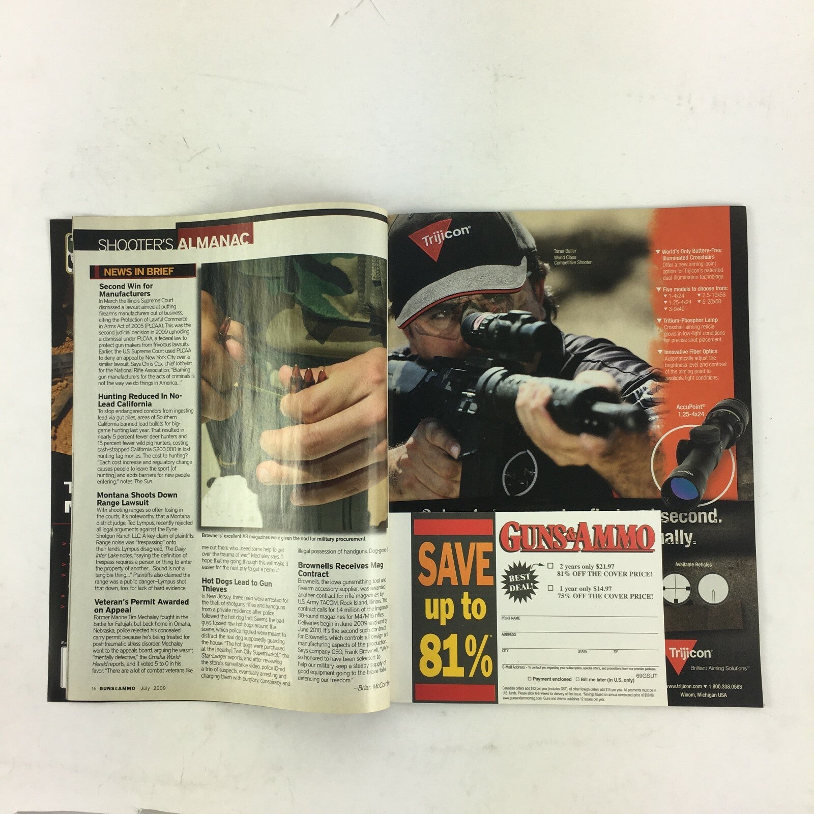July 2009 Guns & Ammo Magazine Red Hot Vinci Unveiled Arcus 98DA 9mm SPR18.30-06