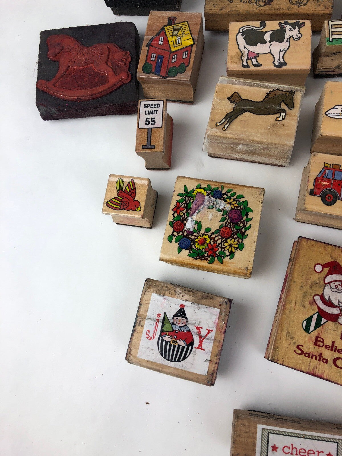 Lot of 75 x Pieces Rubber Stamp Lot Assorted Farm Animals Christmas Quotes Fish