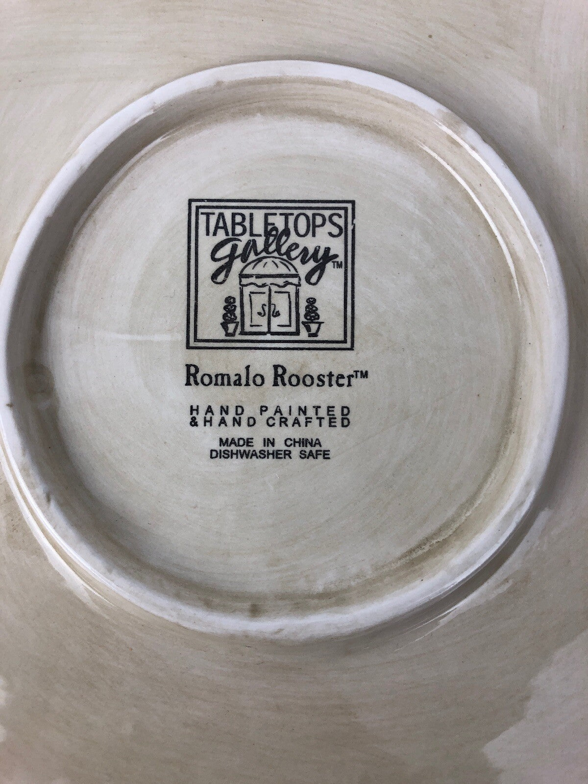 Tabletops Gallery Romalo Rooster 11.25” Sq. Salad Plate Hand Painted Beautiful