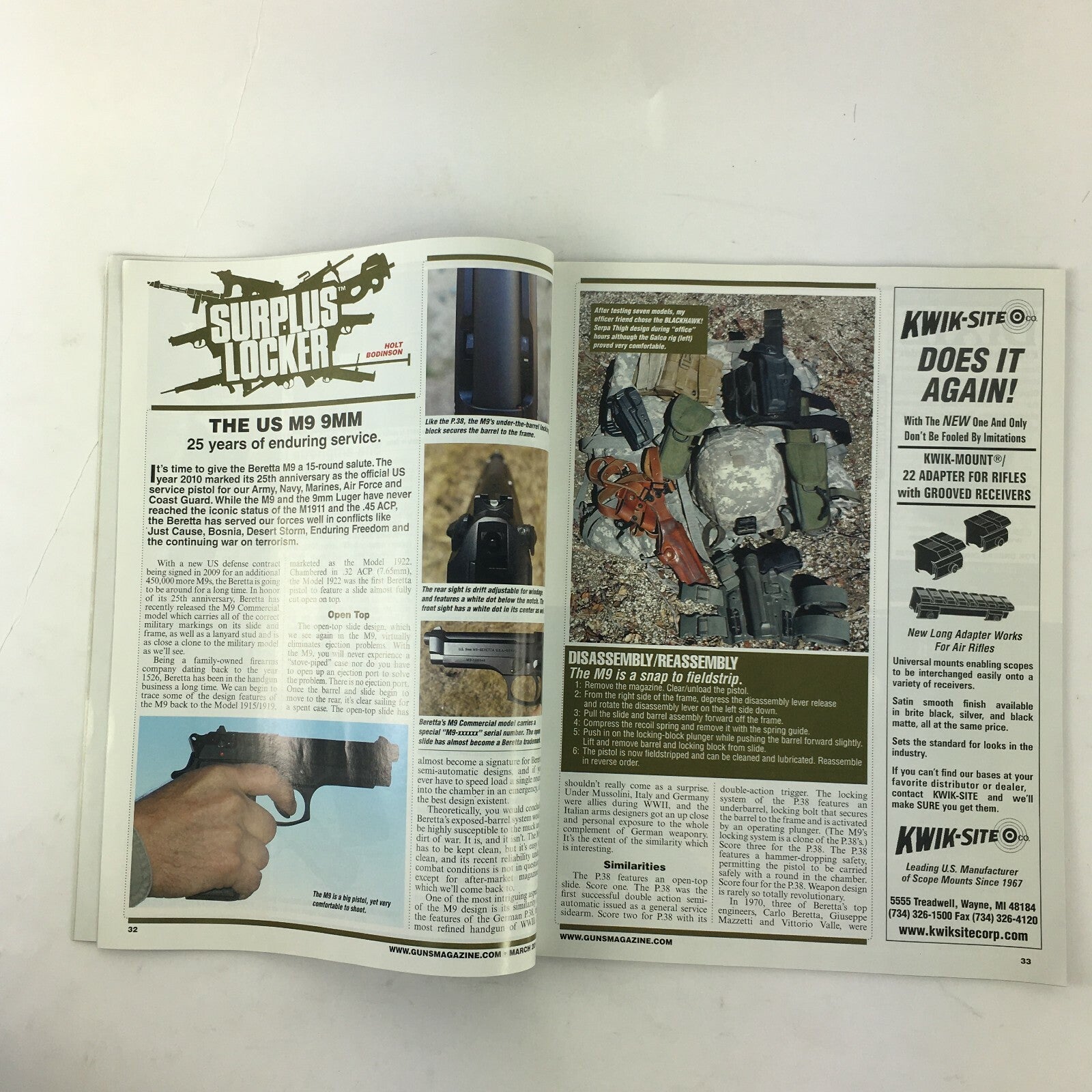 March 2011 Guns Magazine Kimber 1911 .45 ACP Super Accurate .223 .44 MAG .375H&H
