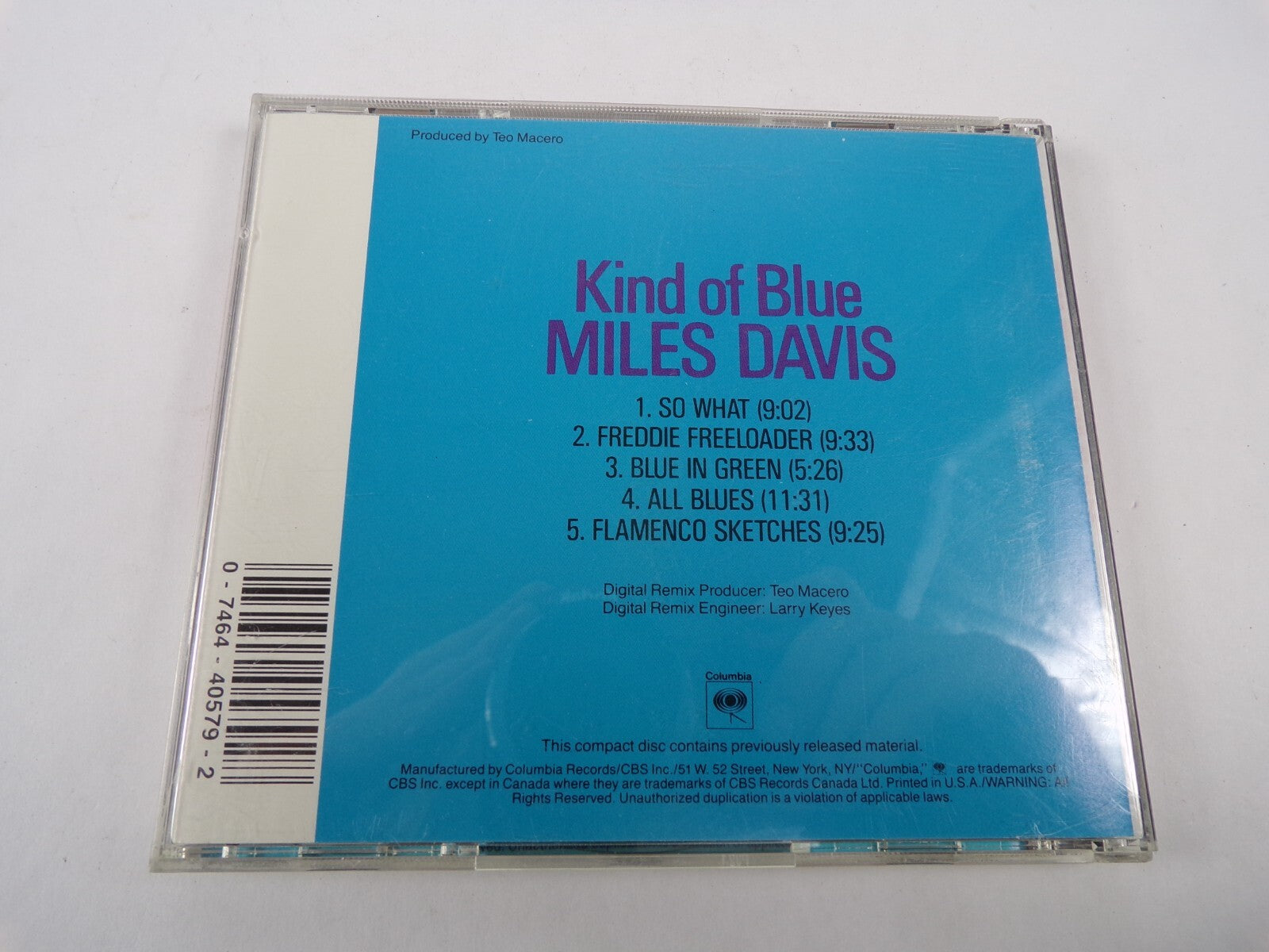 Miles Davis Kind Of Blue So What Blue In Green All Blues Flamenco Sketches CD#35