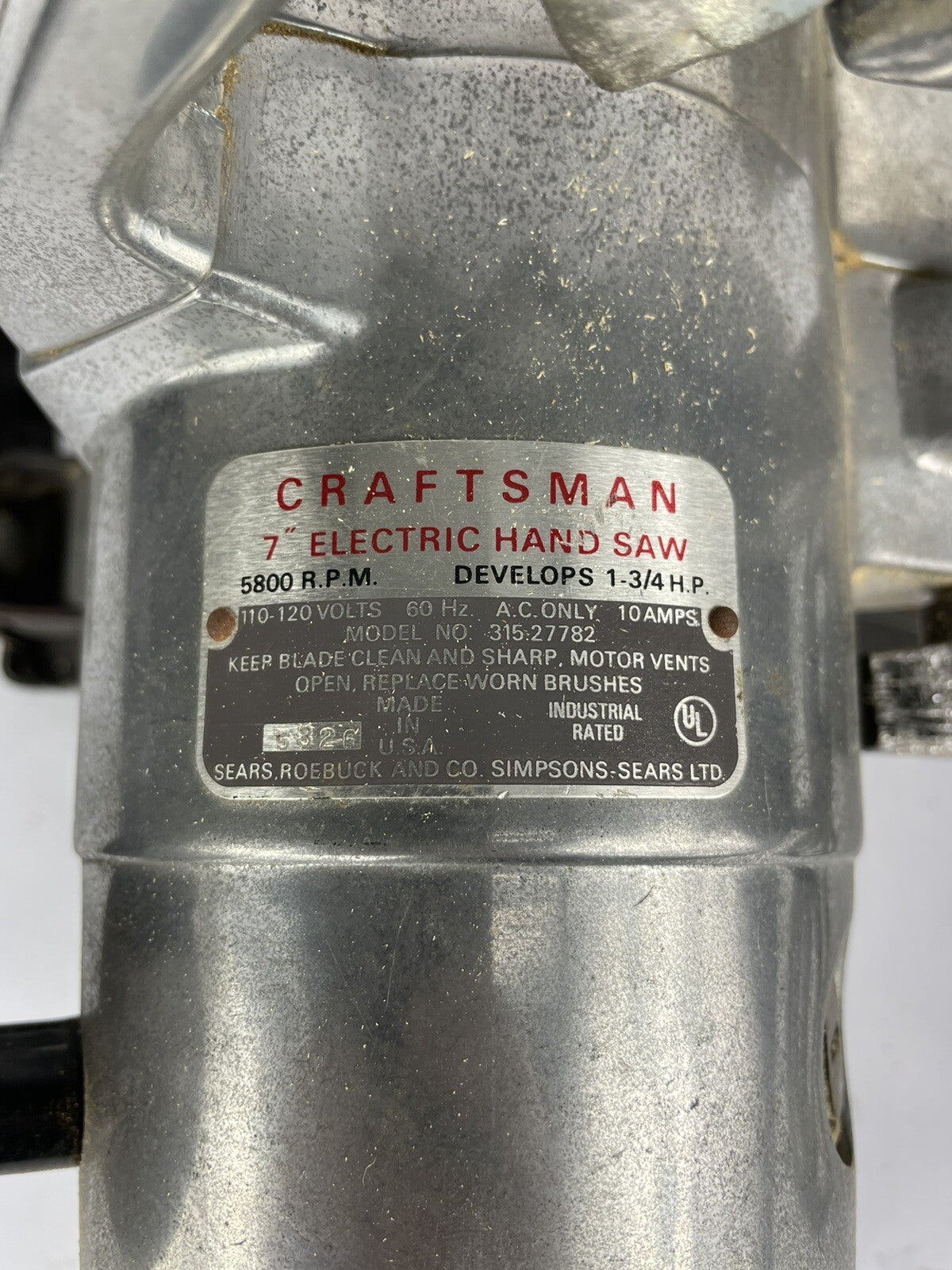 VINTAGE SEARS 7" CRAFTSMAN  MODEL 315.27782 CIRCULAR SAW