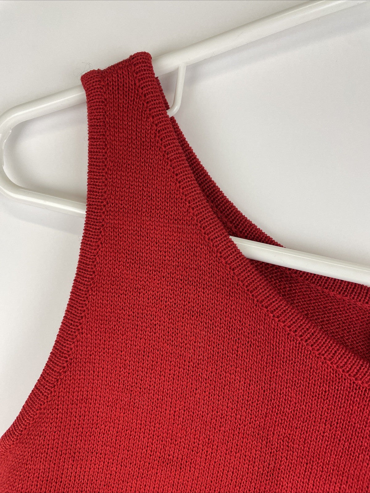 DONNA KARAN Knit Dress Solid Red Sleeveless Women's Size S Classic Style VGC