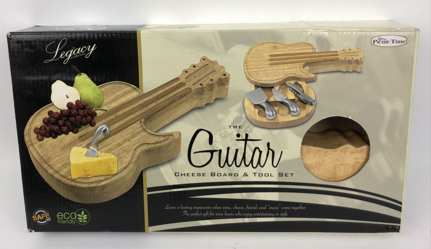 Guitar Cheese Board & Knife Set, Novelty Charcuterie Board Set w Cheese Knives