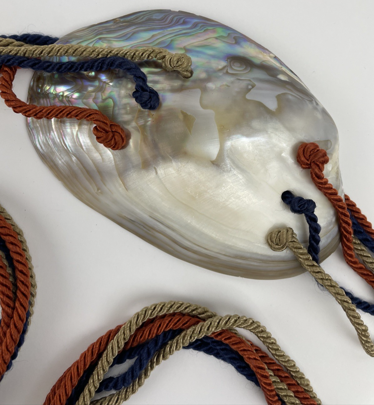 Vintage Abalone Shell Tropical Designer Fashion Braided Cord Mermaid Rope Belt