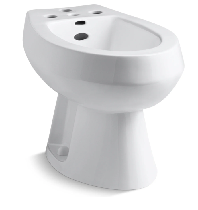 Kohler San Tropez white vertical spray bidet with 4 faucet holes