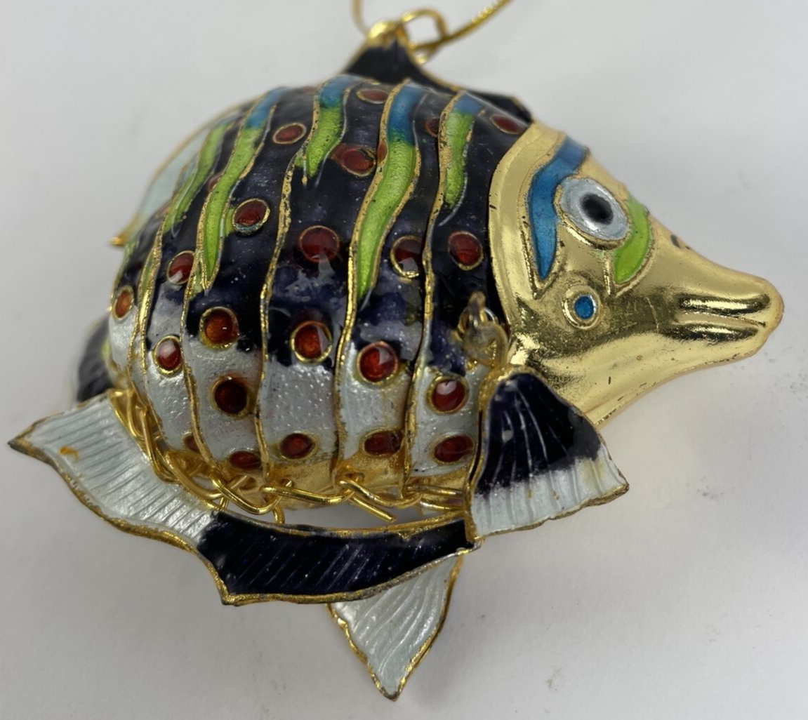 Beautiful Cloisonné Enamel Articulated Tropical Reef Fish Christmas Ornament