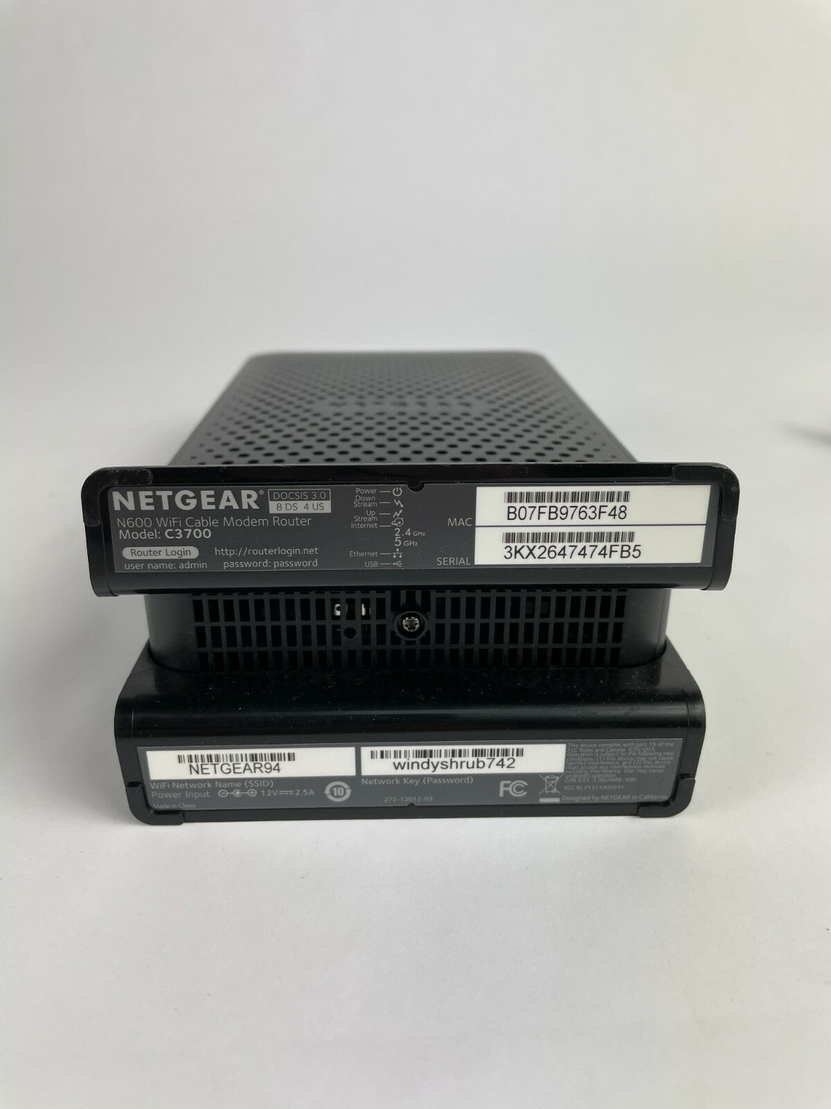 Genuine Net Gear C3700 WiFi Cable Modem Router N600