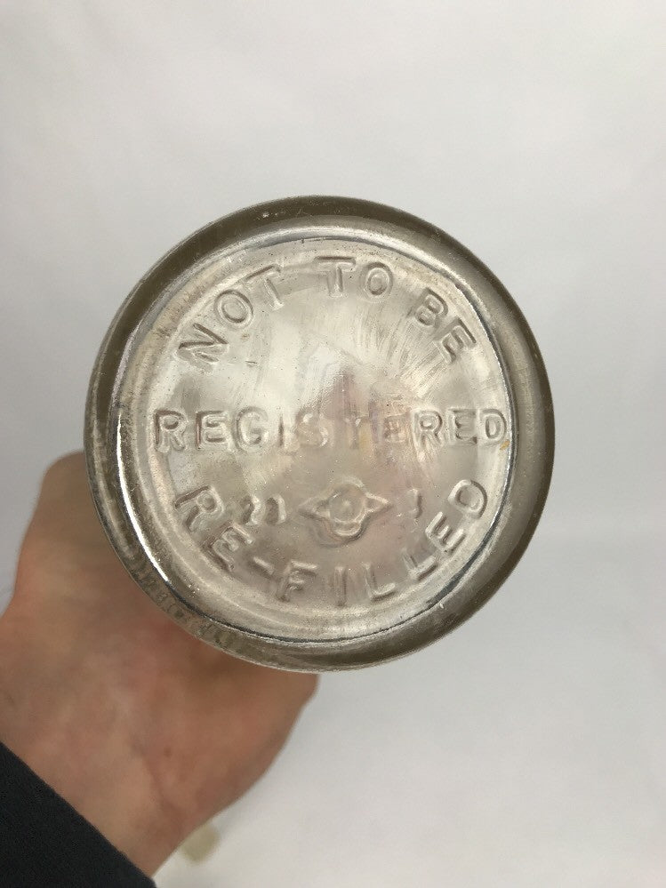 Vintage magnesium sulphate clear glass bottle embossed Registered Not To Be Refilled.