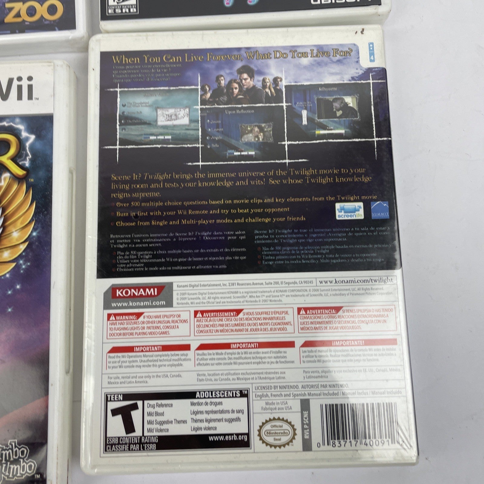 Lot Of 4 Wii Games - Minute Win It - Just Dance 2 - LLUXOR 3 - Twilight Scene It