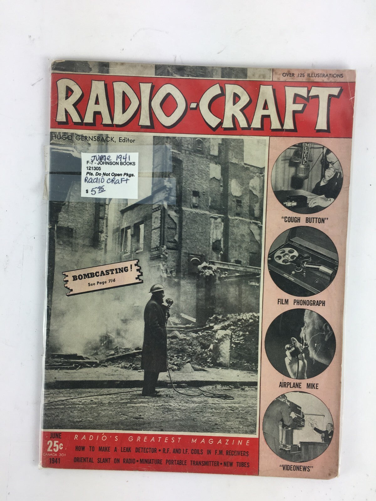 June 1941 Radio Craft Hugo Gernsback Magazine Cough Button Airplane Mike