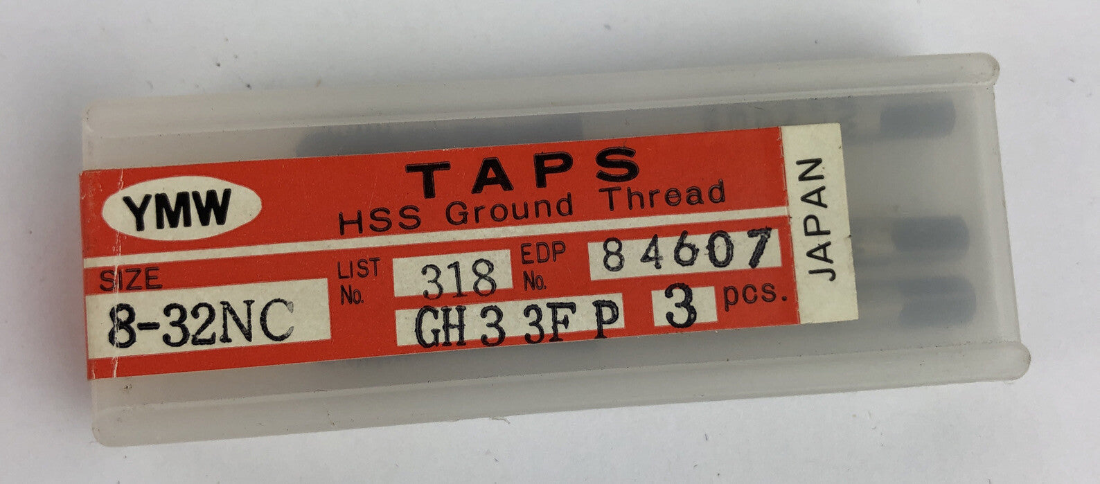 3 x YMW 8-32NC GH 3 3F P HSS TAPS GROUND THREAD List No. 318 EDP No. 84607 Japan