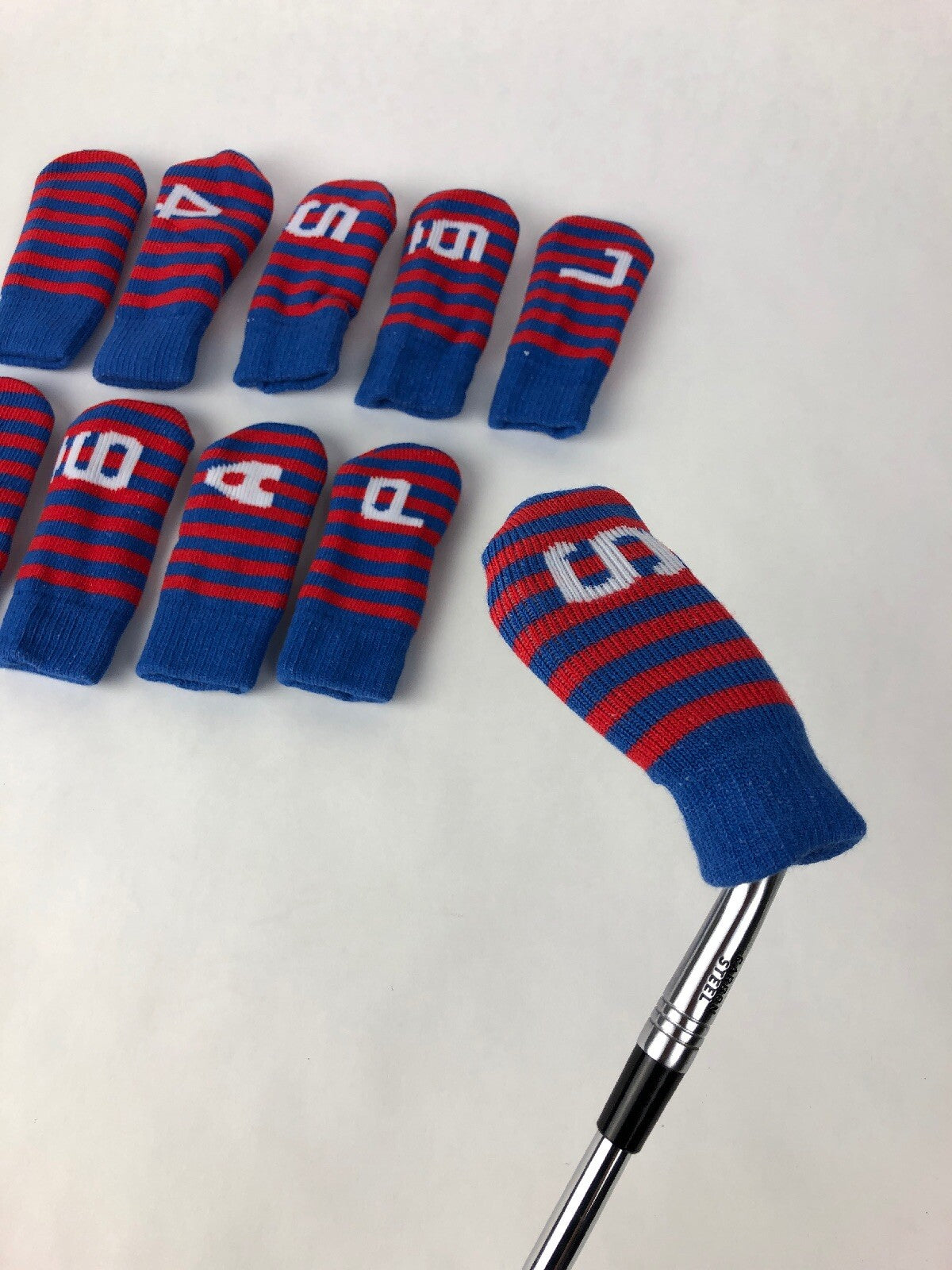 Forbos FBSIC-F 10 piece golf iron head covers blue red stripe set