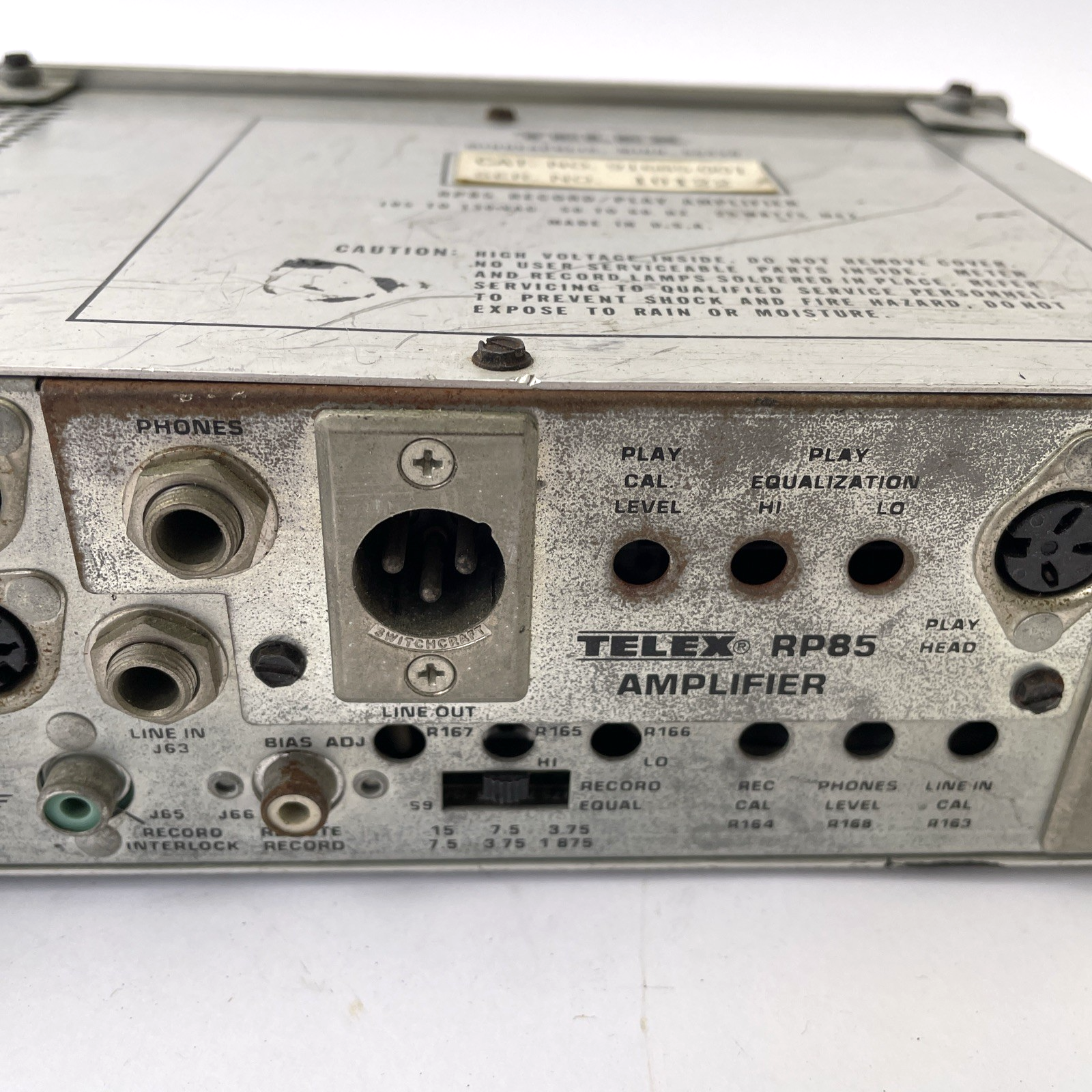 TELEX RP-85 Record / Play Amplifier  105/130 VAC 50 - 60 Hz Made in the U.S.A.