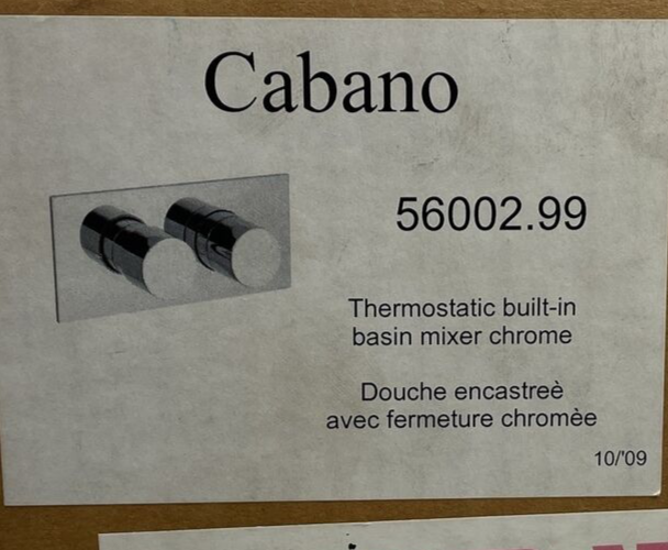 CABANO Designer Built-in Thermostatic Basin Mixer Polished Chrome w Hardware NEW