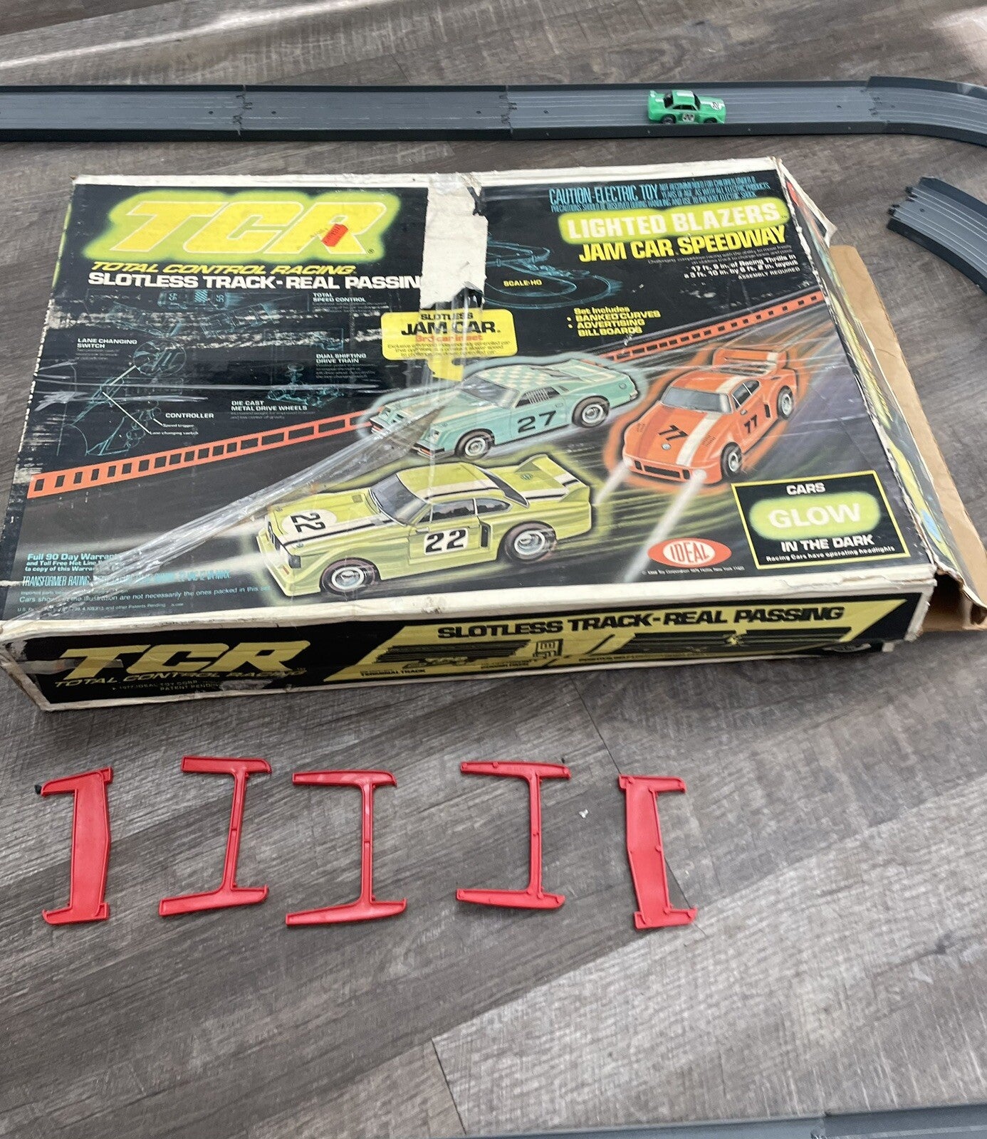TCR Super Jam Can-Am Race Set - Ideal Toys 1979 Slotless Track Complete In Box