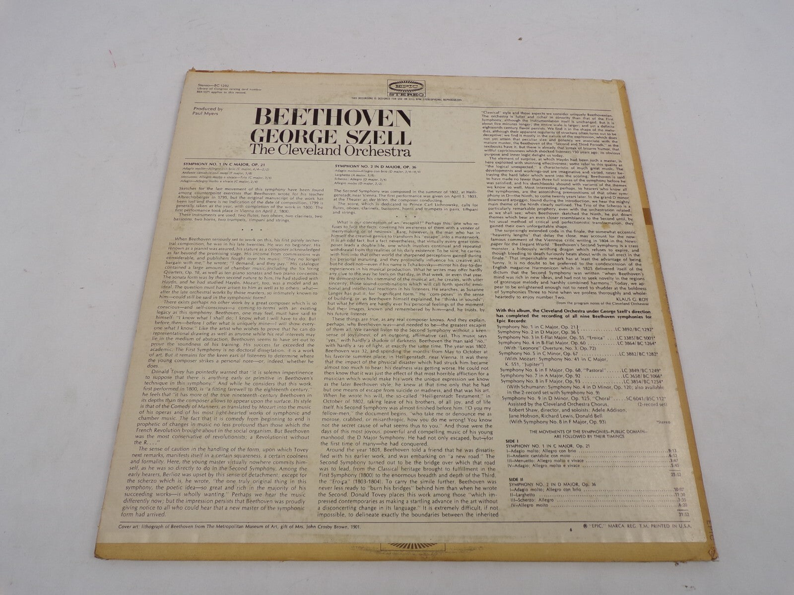 Beethoven Symphony No.1 In C Major Symphony No.2 In D Major George Szell The Cle