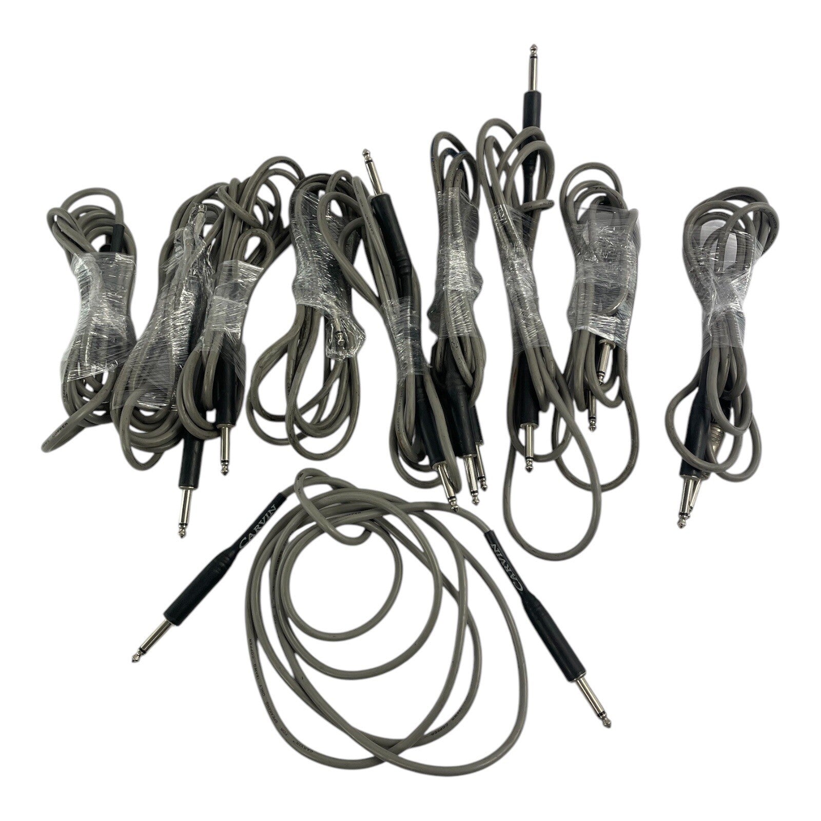 Lot of 10: Carvin 8' speaker cables 90's 1/4 to 1/4 TS plug Male 16 AWG