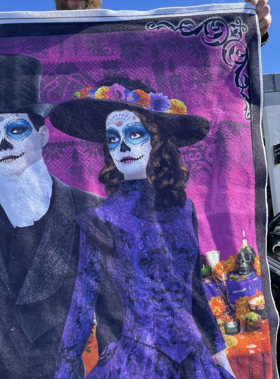 Dia De Muertos La Catrina - Felt Wall Art Print Beautiful Approx. 60" x 35" WOW