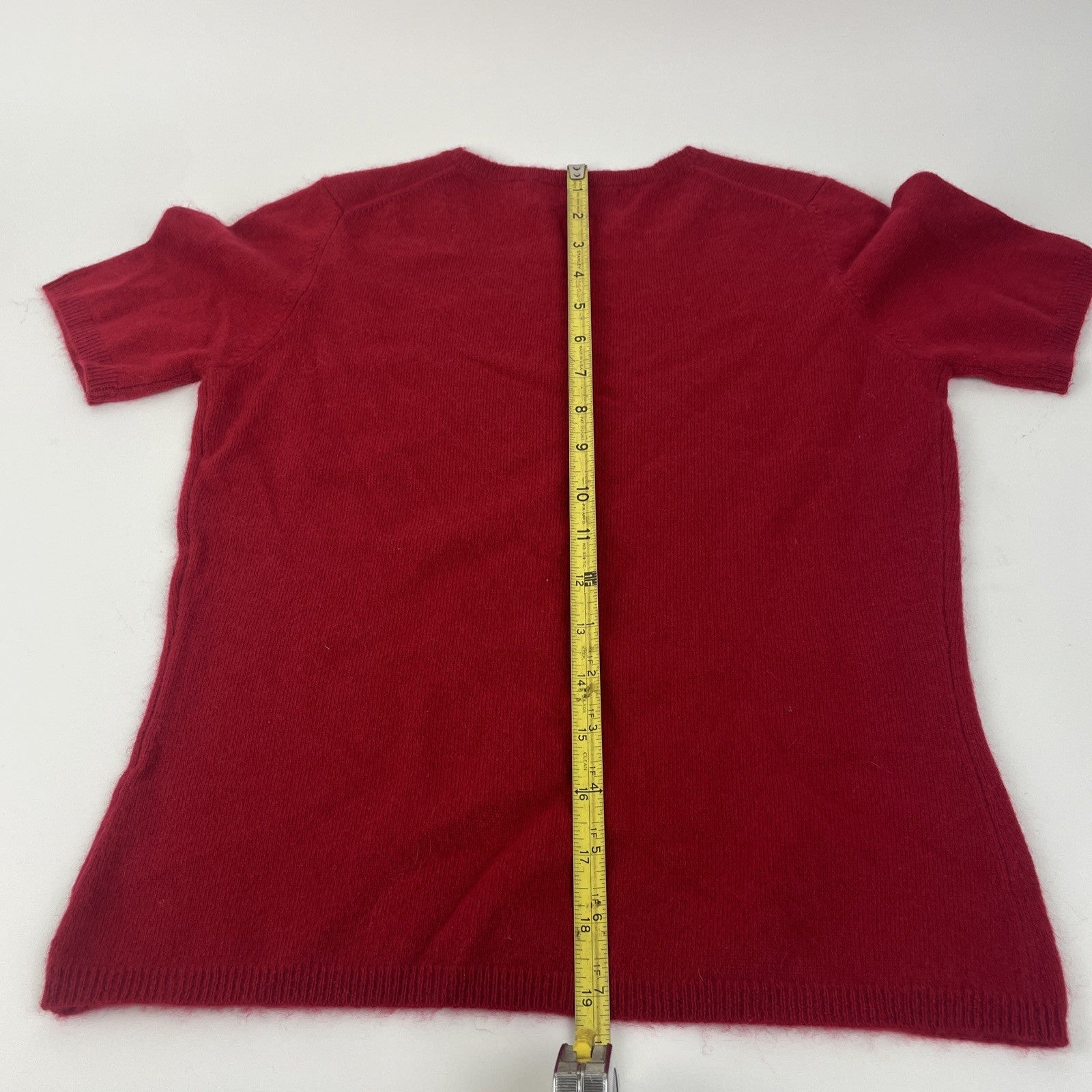 Sutton Studio 100% Cashmere Sweater Women XS Red Short Sleeve Crewneck Pullover