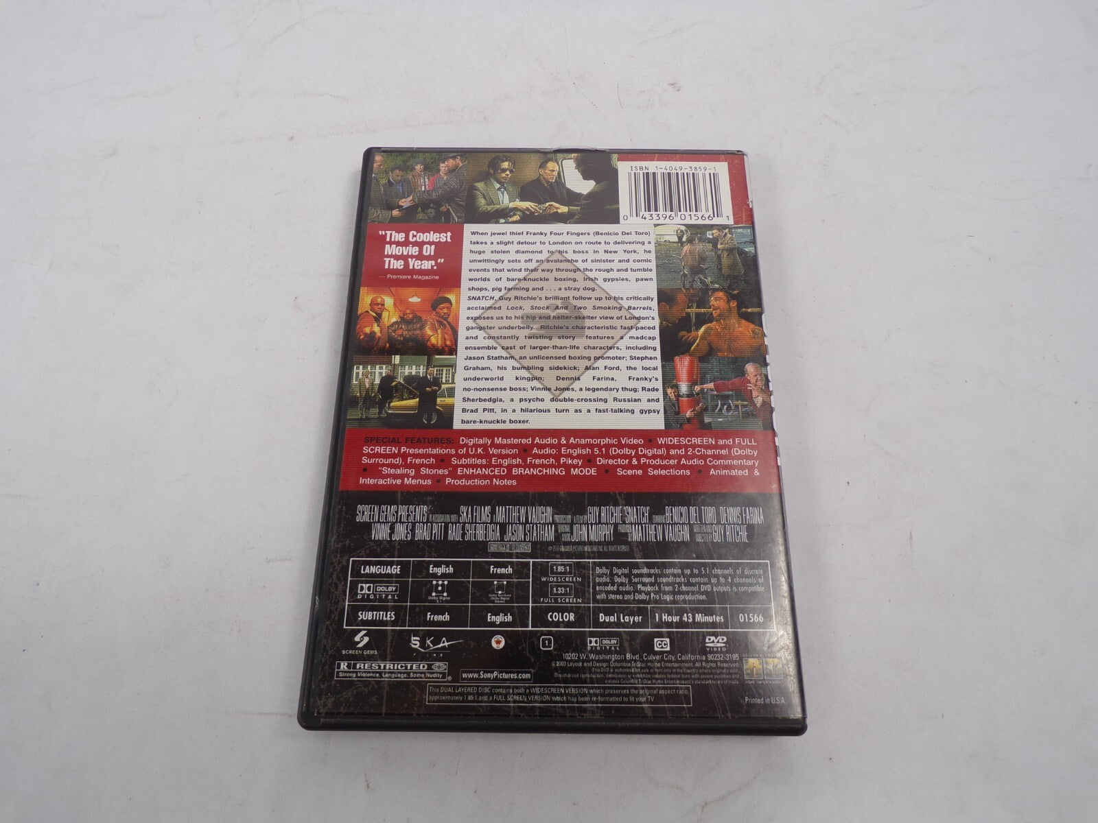Snatch Brad Pitt Rade Sherbedgia Jason Statham Vinnie Jones Coolest DVD Movies