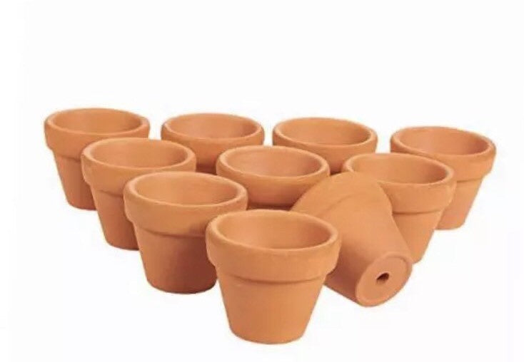 set of 10 small 1.75” terra cotta pots clay flower pots, mini flower pot planter