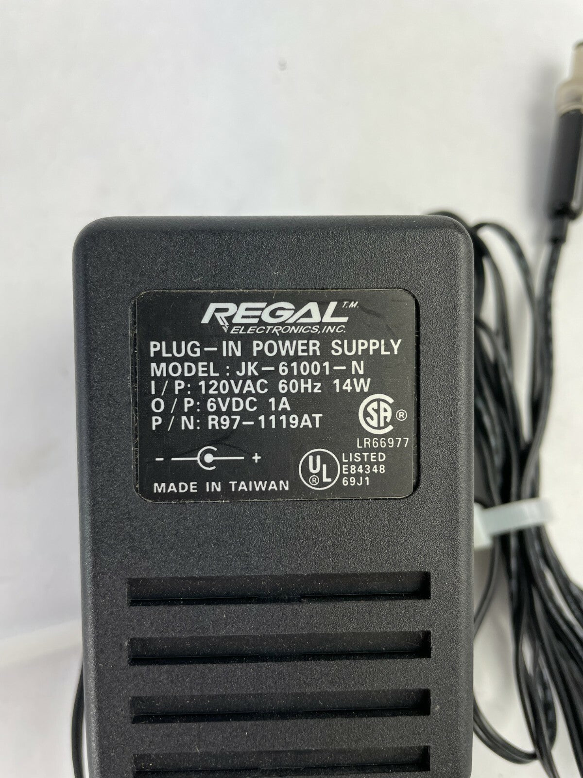 Genuine Regal JK-61001-N Ac Adapter Output 6VDC 1A Power Supply Adapter A74