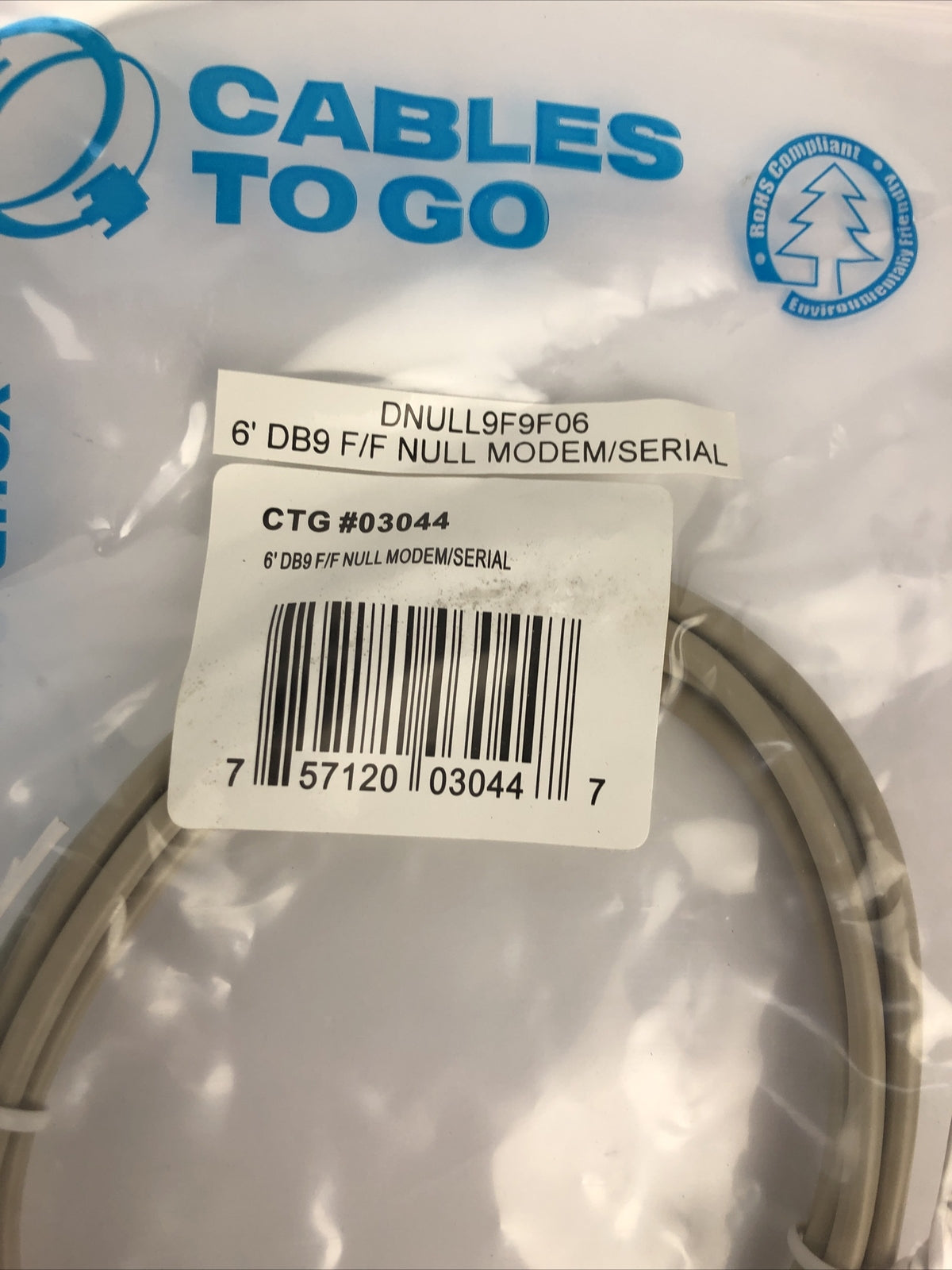 Cables To Go GTG 03044 6' F/F Null Modem Serial Cable NEW  *FAST FREE SHIPPING*