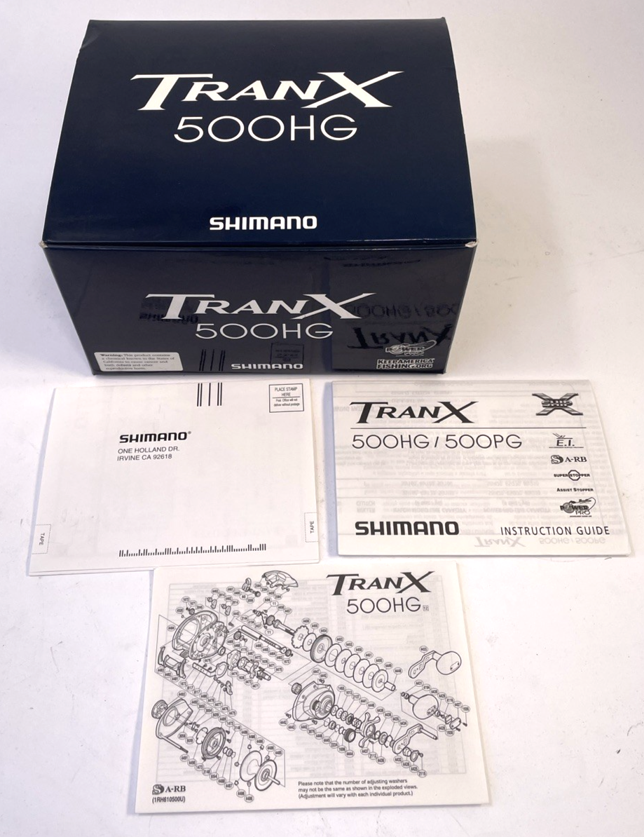 Shimano TranX 500HG Fishing Reel Instructions, Parts List and BOX ONLY - LOOK