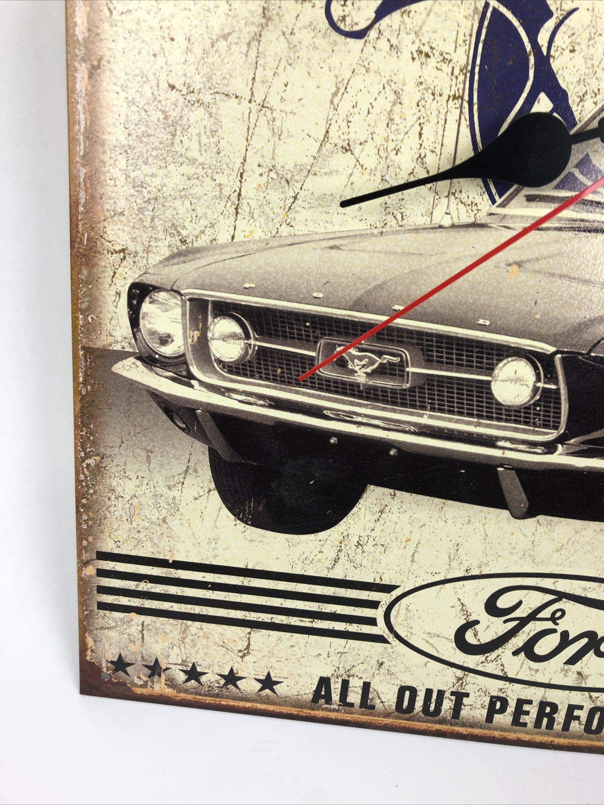 Ford Mustang Tin Sign Metal Clock Rustic Garage Muscle Car 1 of a Kind Folk Art